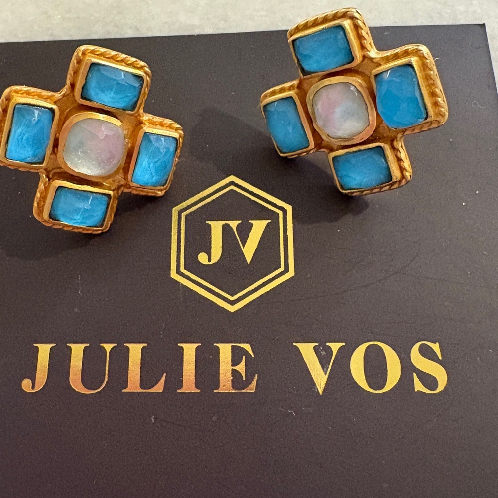 Julie Vos Gold and Blue Earrings